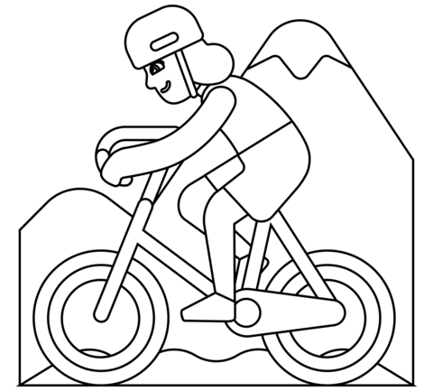 Woman Mountain Biking Emoji Coloring Page